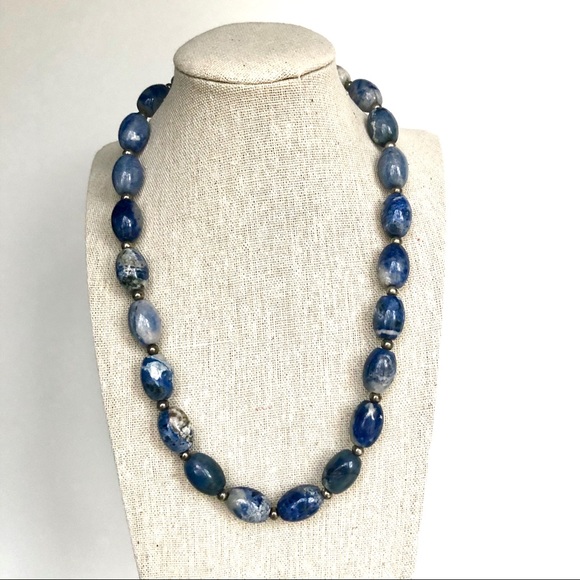 Vintage Genuine Lapis Lazuli Large Beaded Necklace 20” - Picture 3 of 5